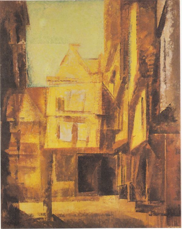 Halle. Am Trödel, author: Lyonel Feininger, 1929.