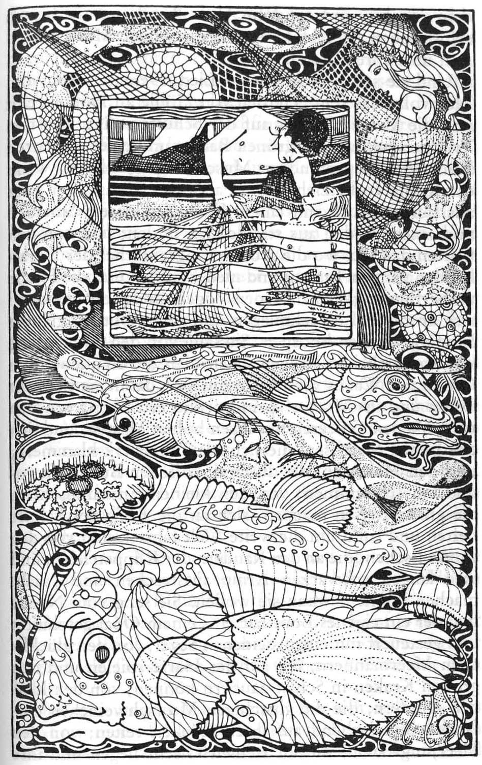 Der Fischer und das Meermadchen, Illustration von Heinrich Vogeler
