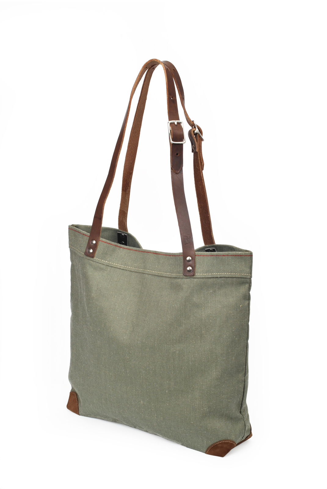 Einkaufstasche L Segeltuch in distel mit Lederriemen von Hack Lederware