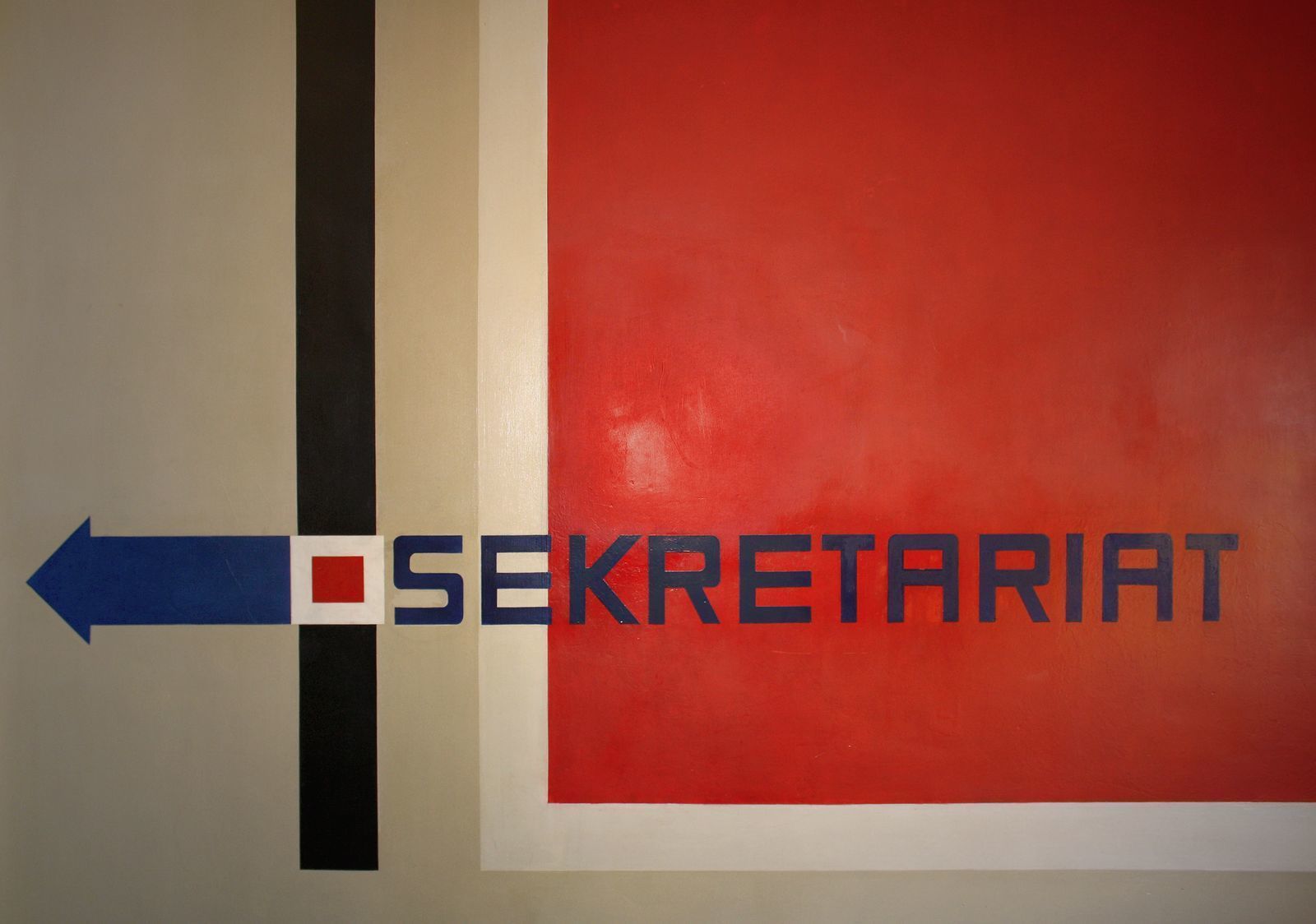 Wandbild/ Wegweiser zum Sekratariat im Bauhaus in Weimar