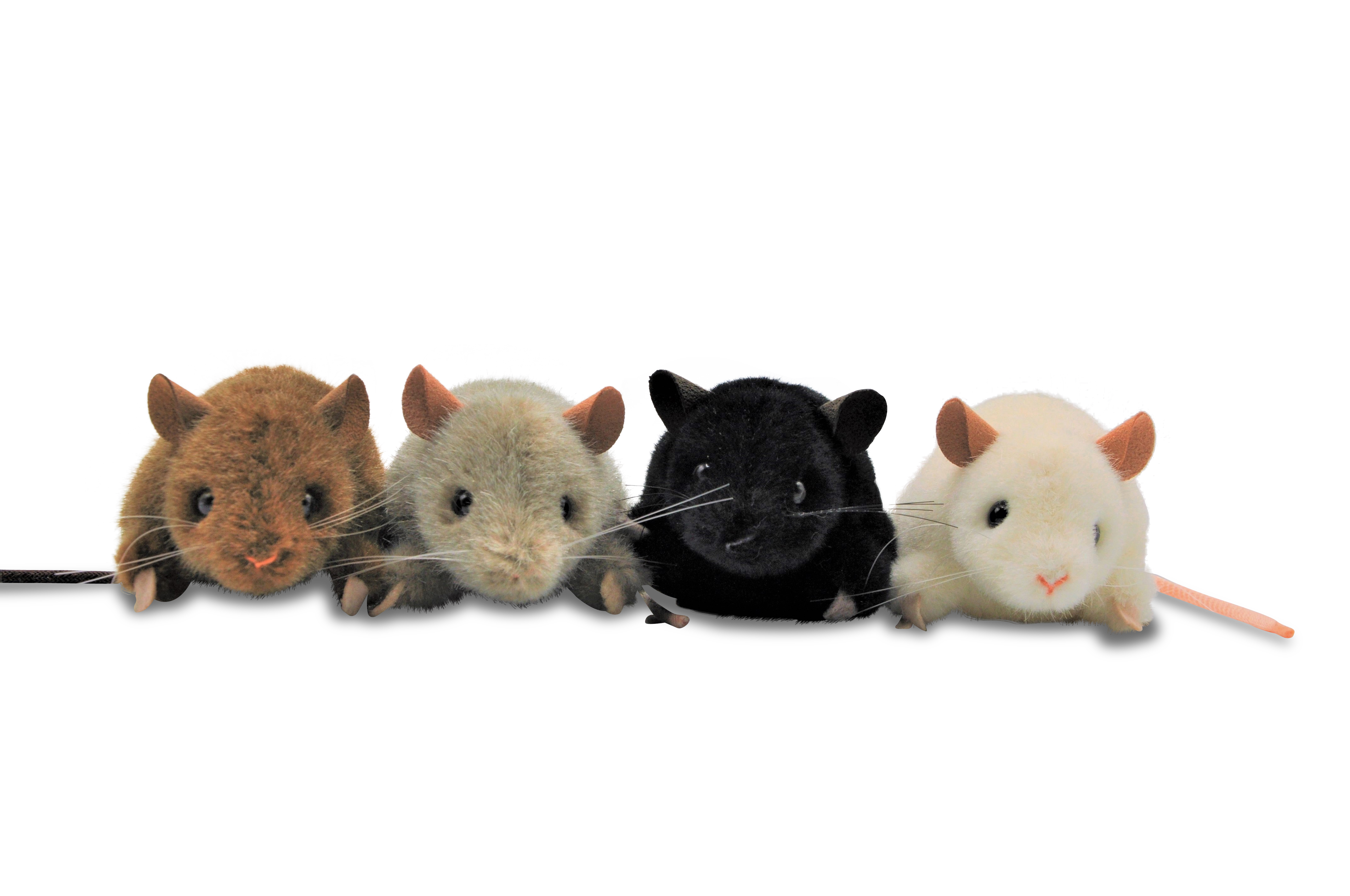 Plüschmäuse weiß, grau, schwarz, braun