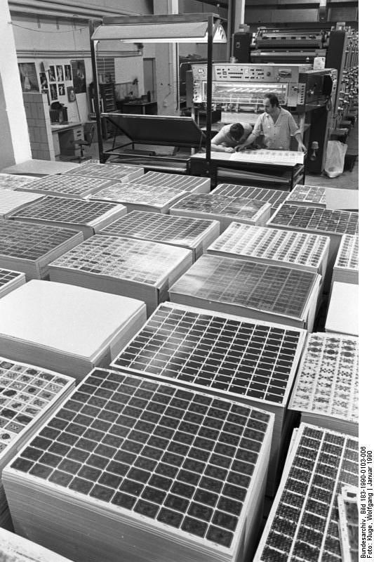Spielkartenherstellung in Altenburg 1990