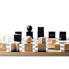 The form of these original, geometrically based chess figures emerged from their function in the game. It was designed at the Bauhaus in 1923 by Josef Hartwig. Bauhaus Chess Set