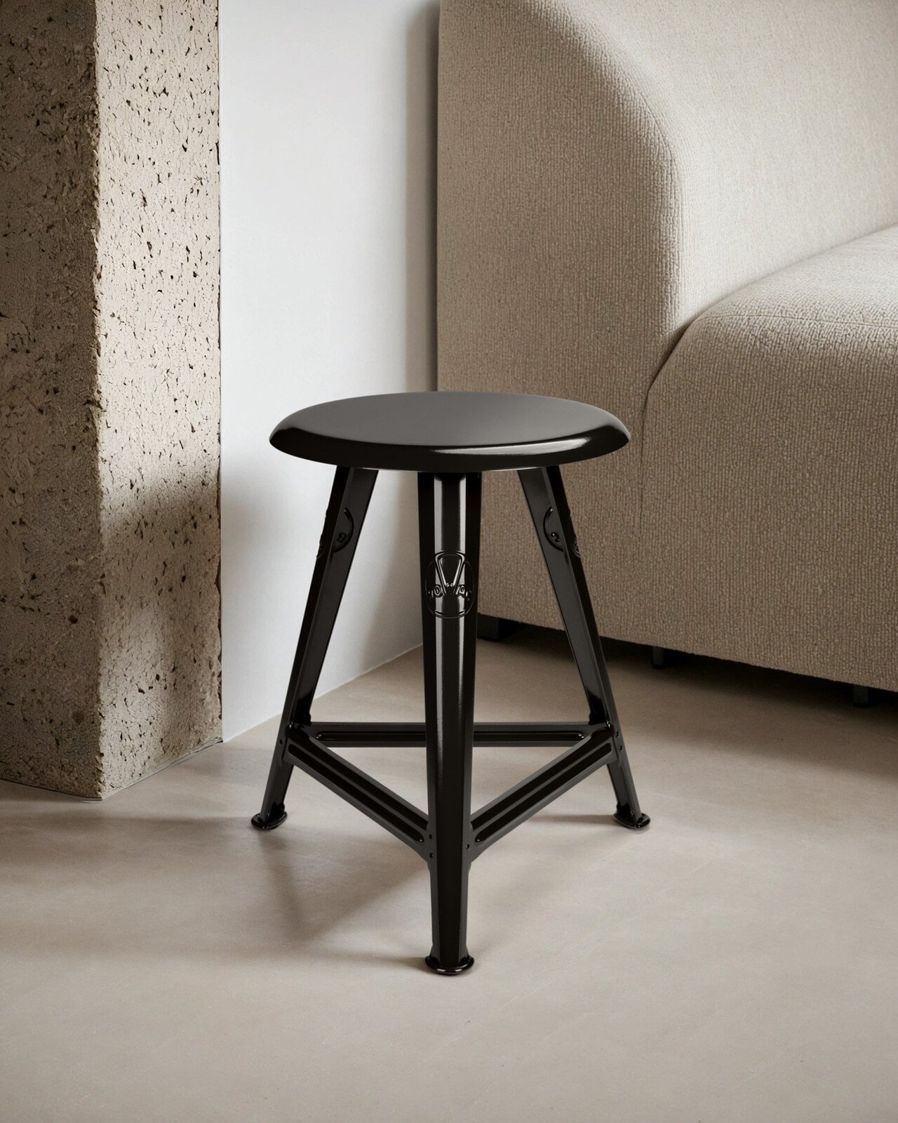 ROWAC Schemel Hocker Steel Schwarz