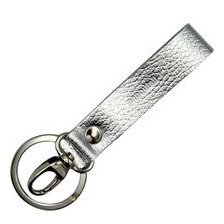Kurzes Schlüsselband aus Leder mit Ring und Karabiner