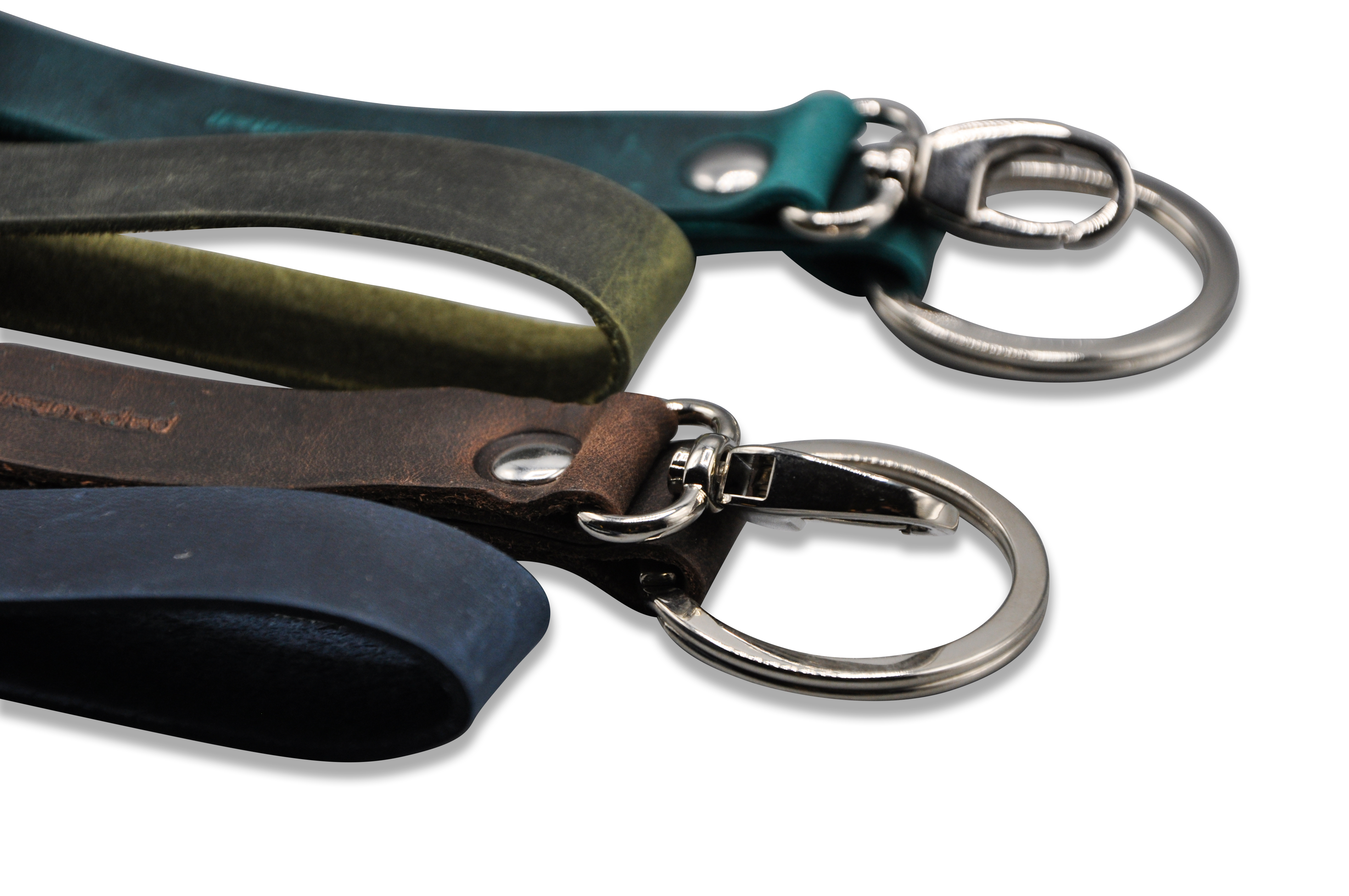 Schlüsselbänder mit Karabiner und Ring in Rindleder gewachst 20cm 