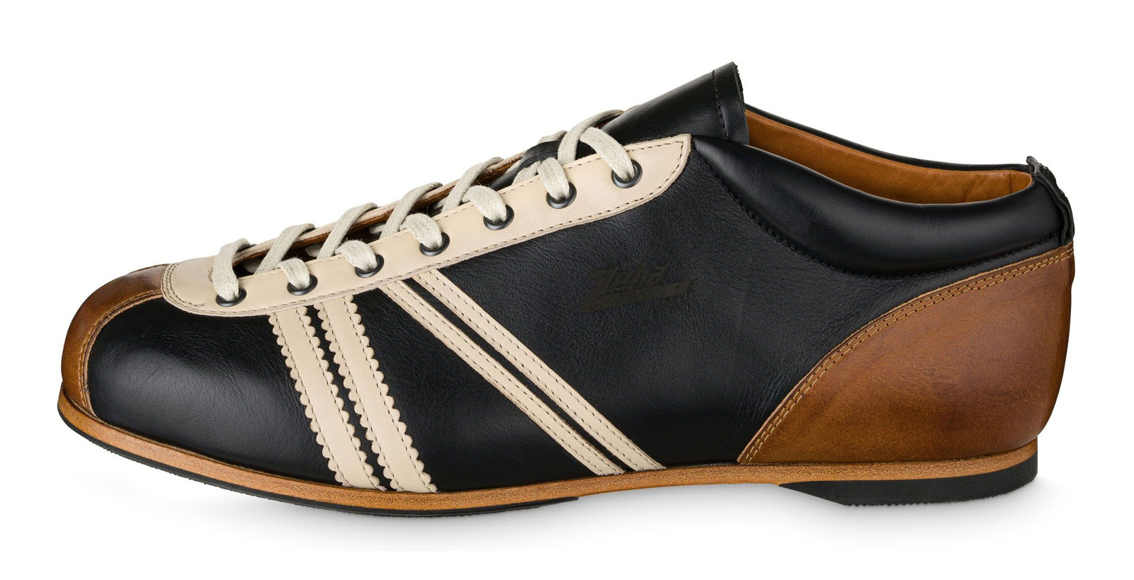 Liga Ledersneaker Kalbsleder schwarz/ cognac / cremeweiß Produktnummer: 855.01122