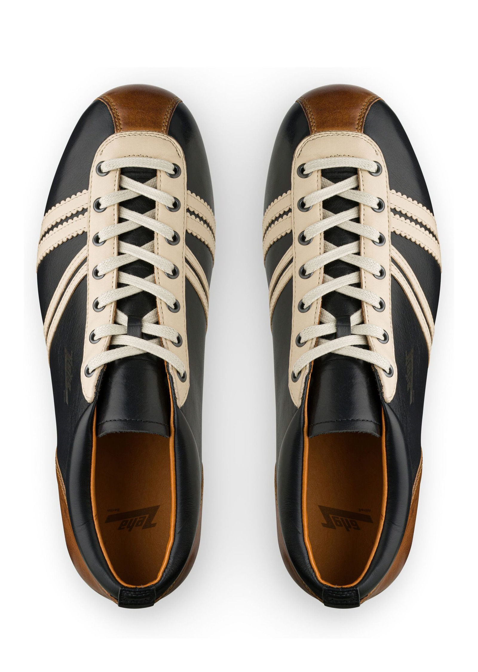 Liga Ledersneaker Kalbsleder schwarz / cognac / cremeweiß Produktnummer: 855.01122
