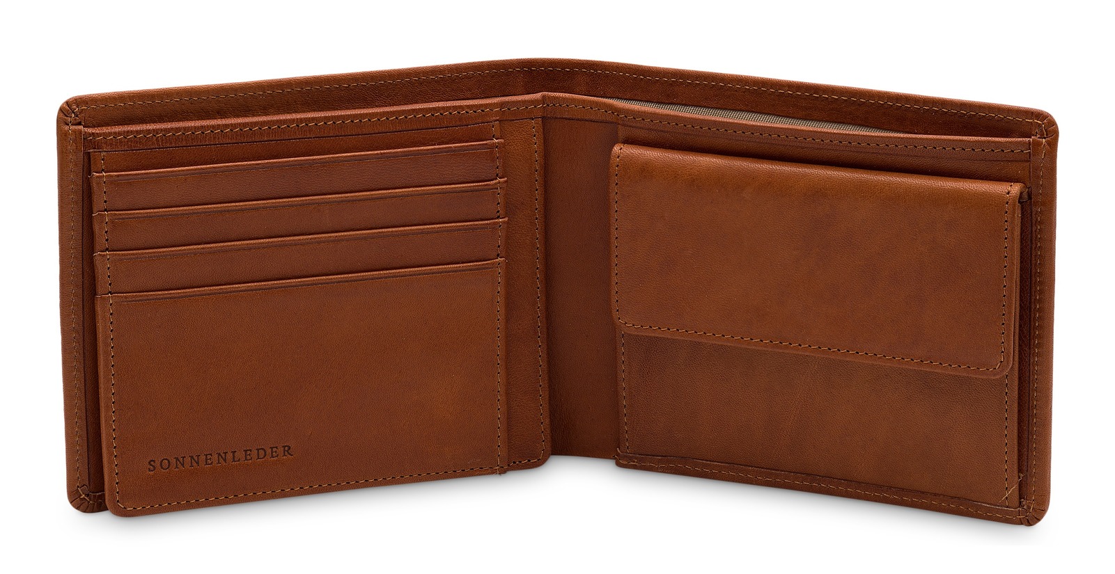 Rein pflanzlich gegerbtes Rindsleder kennzeichnet die Herstellung des Sonnenleder Portemonnaies MAIN.