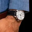 Chronograph Farbe Silber 42 mm Lederarmband