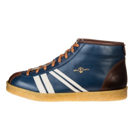 Zeha Berlin TRAINER high mittelblau Kalbslederschuh Sohle aus Naturkautschuk Seitenansicht