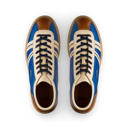 Ledersneaker Trainer Kalbsleder saphirblau / cognac / weiß Produktnummer: 130.05125
